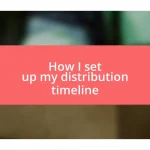 How I set up my distribution timeline