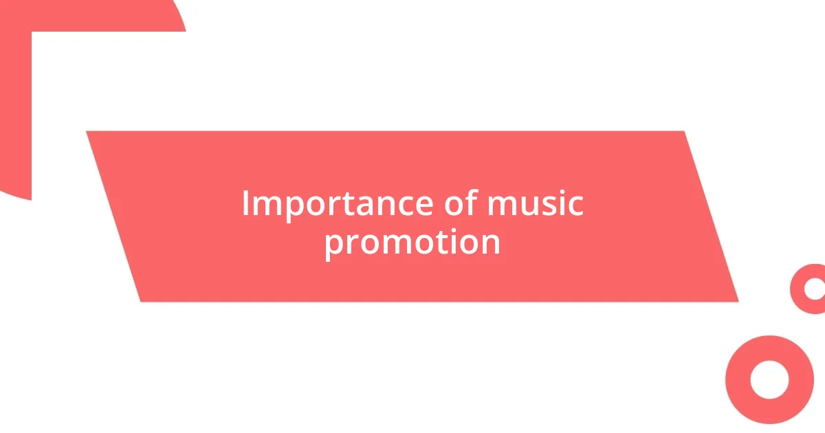 Importance of music promotion