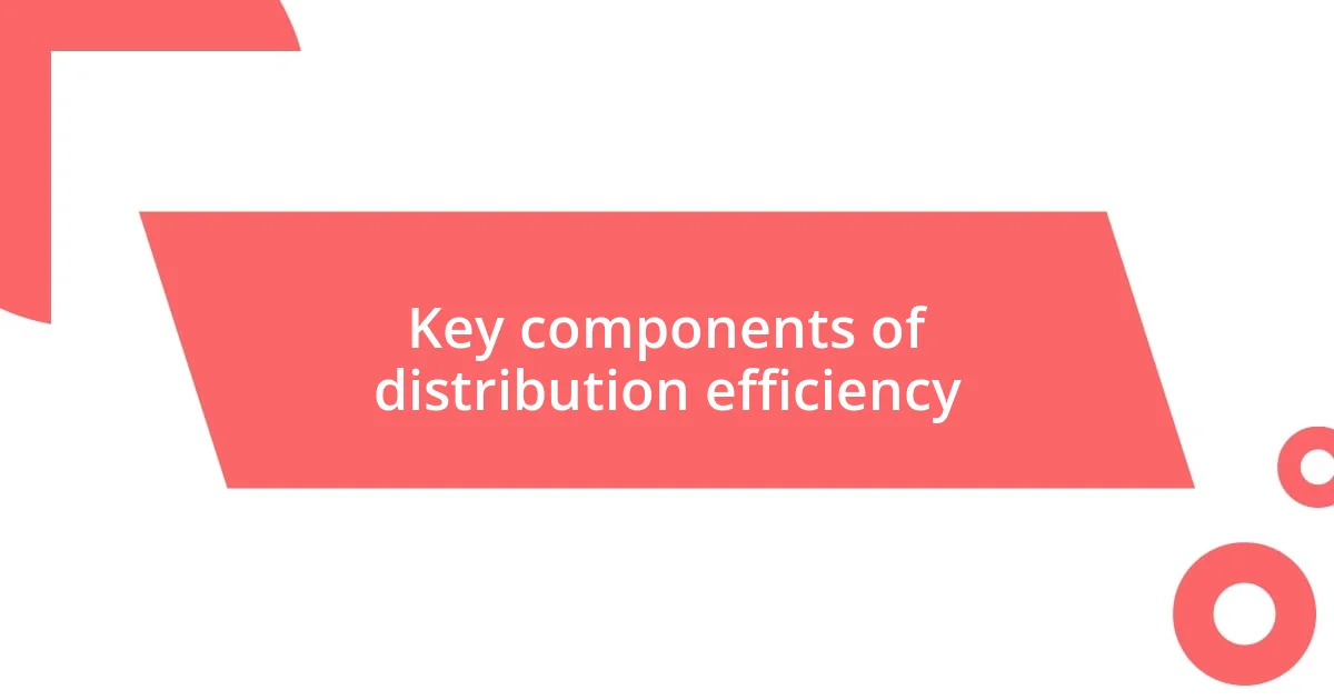 Key components of distribution efficiency